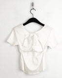 [With Cup] Luke Back Slit Ribbon Strap Short Sleeve T-shirt