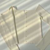 Off-shoulder Ribbed Knit Strap Set Cardigan
