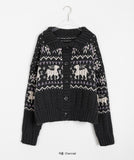 Runyu Nordic Deer Knit Cardigan