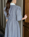 Dali Stripe Color Matching Shirt Banding One Piece