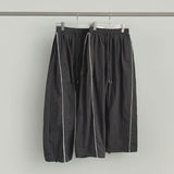 Rustling Folding Vertical Color Matching Stripe Two-Way Wide Jogger Banding Pants
