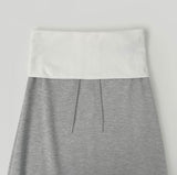 Color Matching Fold Low-Rise Banding Long Skirt