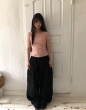 Mojou U-neck Slim Round Short Sleeve T-shirt