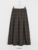 Rooming Check Wool Banding Pleated Long Skirt