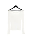 Renne See-through Boat Neck Long Sleeve Tee