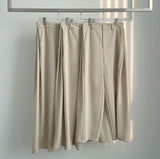 4-Season Folding Side Cut Inner Button Wide Slacks Pants