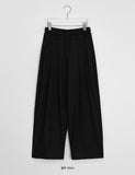 [unisex] Kidem pin tuck banding wide slacks