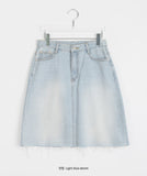 Kotaro Damaged Denim Midi Skirt