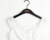 Lehman lace button off-shoulder sleeveless blouse