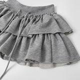 Tiered Flared Mini Underpants Banding Cotton Skirt Pant