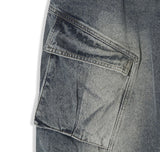 Copper Rivet Pin Tuck Cargo Denim Pants