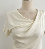 Kelly Unbalanced Drape Short Sleeve Tee-Blouse