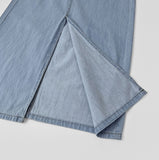 Cooling Summer Loose H-Line Back Banding Long Denim Skirt