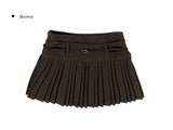 Krang Wool Pleated Mini Belt Skirt