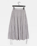 Yubo Vintage Check Ribbon Strap Tiered Long Skirt