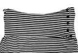 Osen Off-shoulder Stripe Button T-shirt
