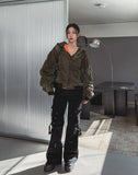 Akan eyelet strap semi-bootcut pants