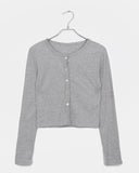 Sera Shirring Lace Ribbon Crop Long Sleeve Sleeveless Cardigan Set