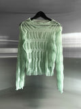 Torsion Smoke Shirring Sheer See-Through T-shirt