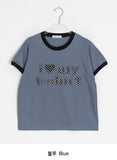 Essini Dot Patch Ringer Short Sleeve Tee