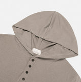 Mude Loose Fit Henley Neck Long Sleeve Hoodie
