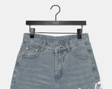 Davin printed denim washed Bermuda pants