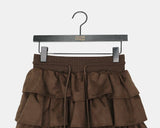 Ronya Suede Banding Strap Tiered Mini Skirt