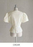 Luare Jacquard Puff Short Sleeve Blouse Jacket
