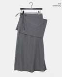 Caro Nylon Slit Layered Wrap Skirt
