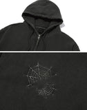 [2-WAY] Skull Web Pigment Hood Zip-Up