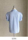 Muse Stripe Collar Puff Short Sleeve Shirt