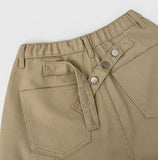 Unique Cross Adjust Point Bermuda Knee Length Cotton Pants