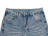[A/M] Folder Medium Blue Wide Washing Denim Pants