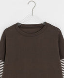[BAONHAUS] Crein Stripe Color Matching Layered Long Sleeve Tee