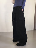Tonijon Pocket Cotton Banding Long Wide Cargo Pants