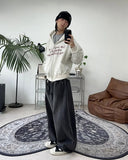 Raton Crop Lettering Brushed Hood Zip-Up