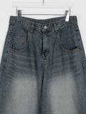 Nellat Cat Washing Cut Balloon Wide Denim Pants