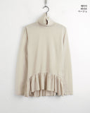 Hawk Frill Shirring Layered Brushed Turtleneck T-Shirt