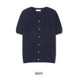 Soved Linen V-neck Short Sleeve Cardigan