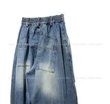 Wavy Washing Pin Tuck Balloon Denim Pants