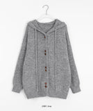 Sanco Two Button Hood Over Wool Knit Cardigan