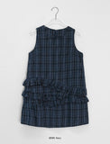 Huttle Check Tiered Layered Sleeveless One Piece