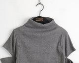 Nikun Brushed Slit Turtleneck Long Sleeve T-Shirt