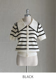 Wish Collar Stripe Color Matching Knit