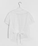 Bomeck Back Ribbon Collar Short Sleeve Blouse