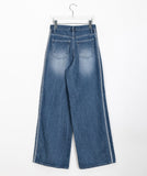 Wickon Side Line Stitch Denim Pants