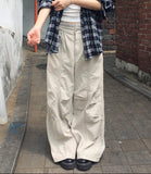 Luo Stitch Pintuck Pocket Wide Cotton Pants