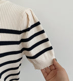 Hazel Stripe Puff Knit Cardigan