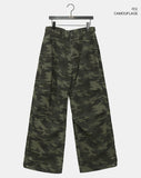 Nuring Camo Snap Button Two-Way Wide Long Pants