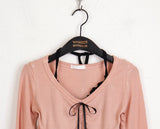 Chilling Balletcore Shirring Ribbon Wave Sleeveless All-in-One Long-Sleeved T-shirt